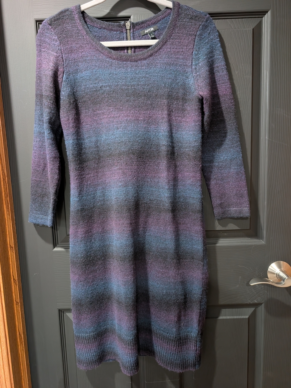 Apt. 9 Purple and Blue Striped Knit Long-Sleeve Dress